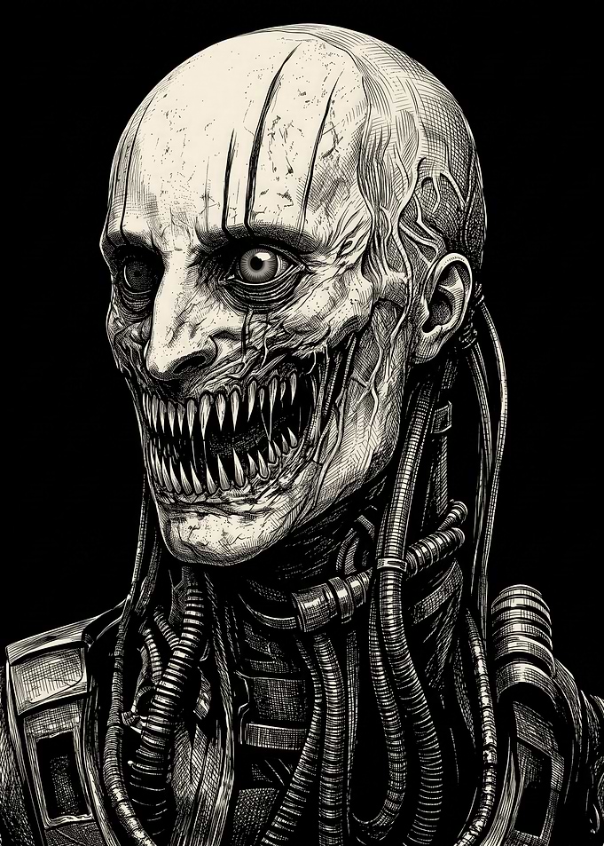 Cybernetic Horror Creature Portrait