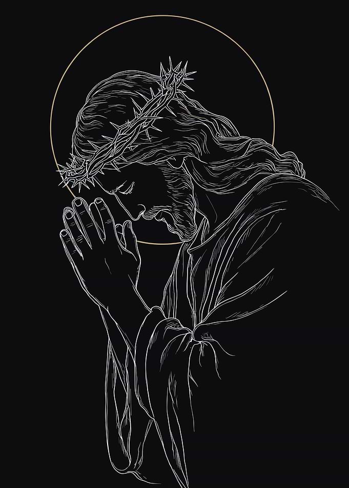 Jesus Christ Praying Line Art