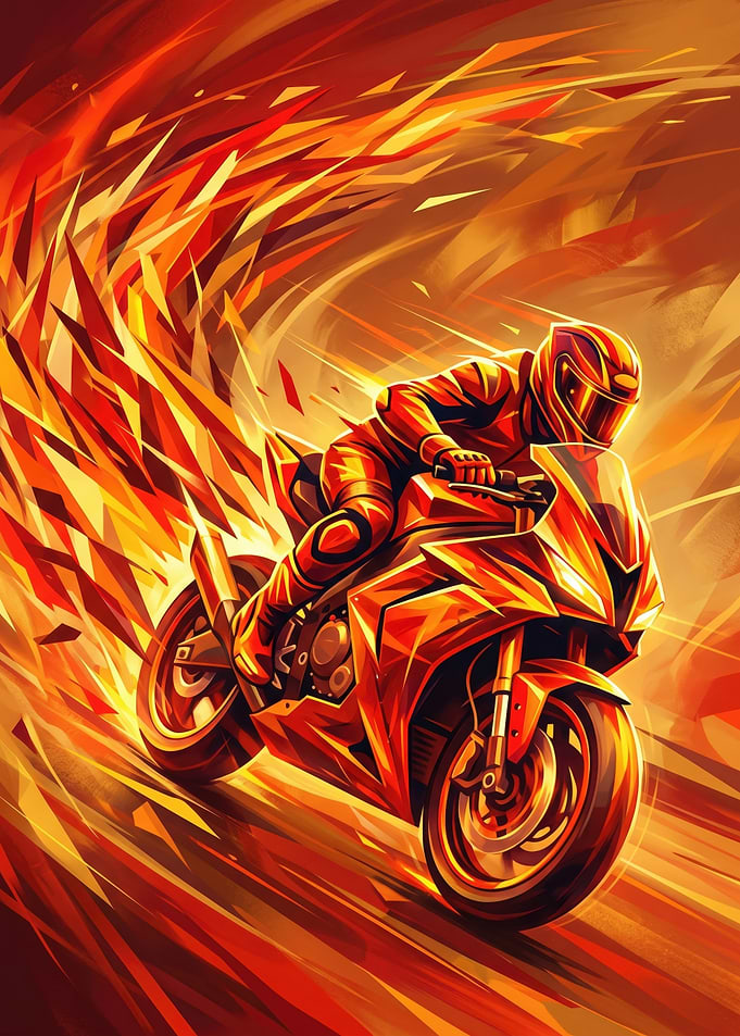 Fiery Sportbike Speeding Through Flames