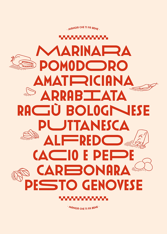 Italian Pasta Sauce Typography Poster