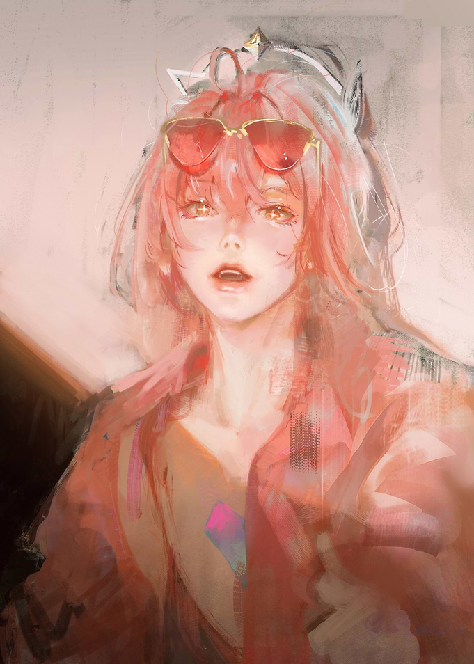 Stylized Portrait of Pink-Haired Anime Girl