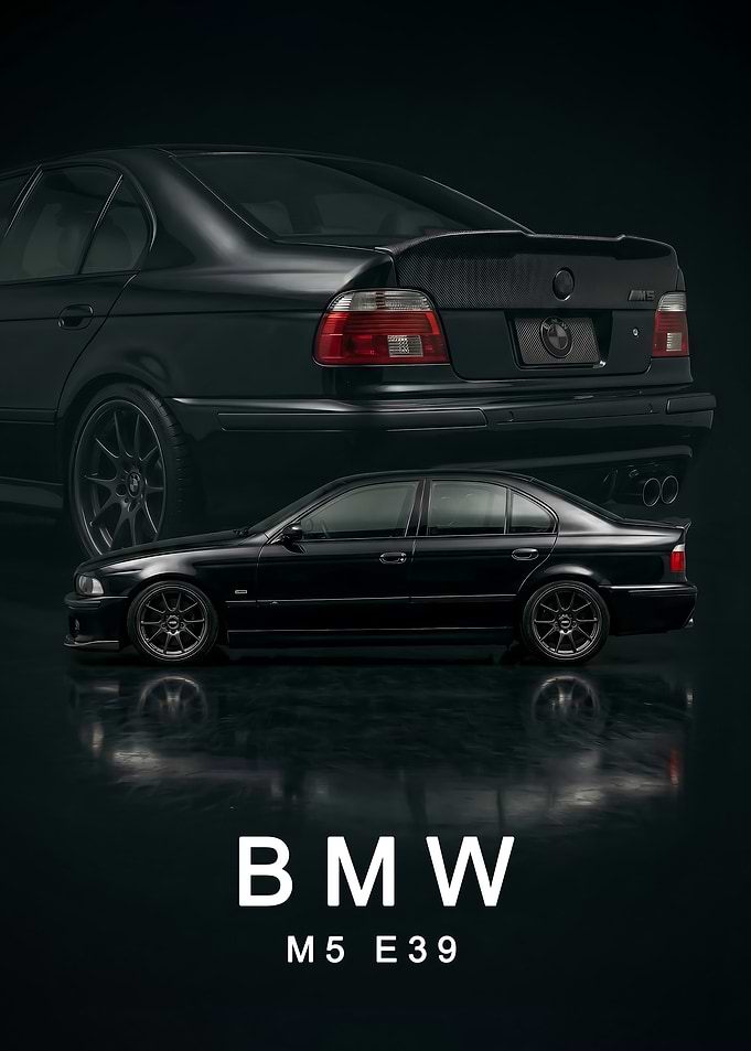 black art BMW M5 E39 car Poster
