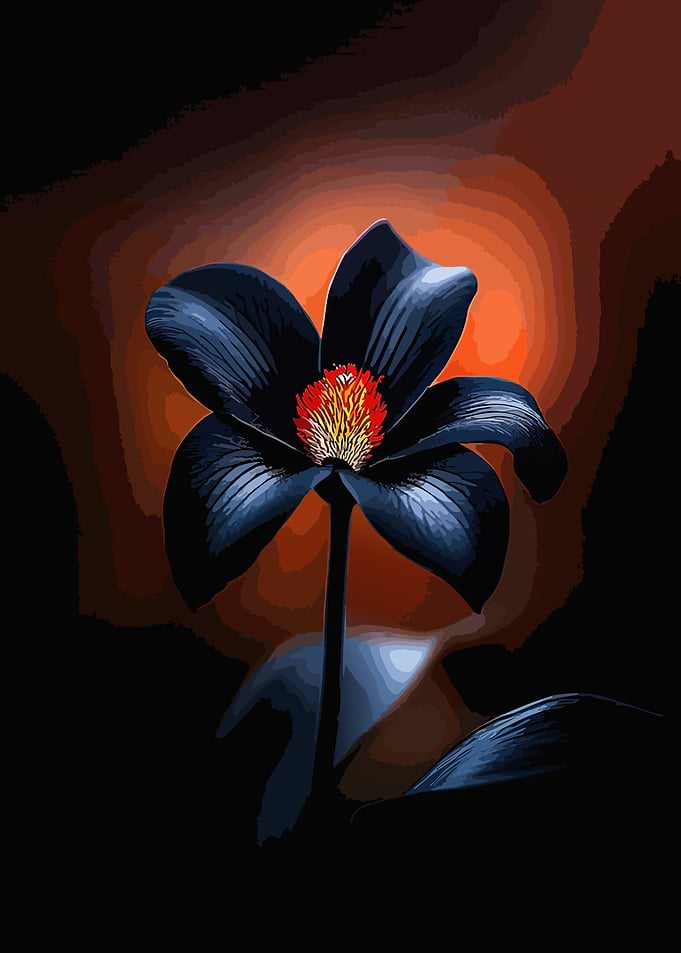 Dark Blue Flower with Glowing Center