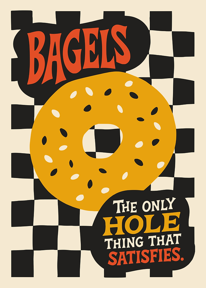 Retro Bagel Food Poster