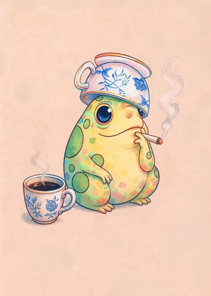 Cute Frog with Tea Cup Hat