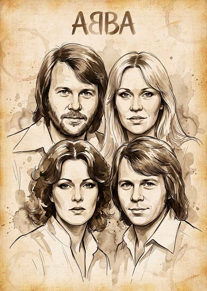 Vintage Style ABBA Portrait Illustration