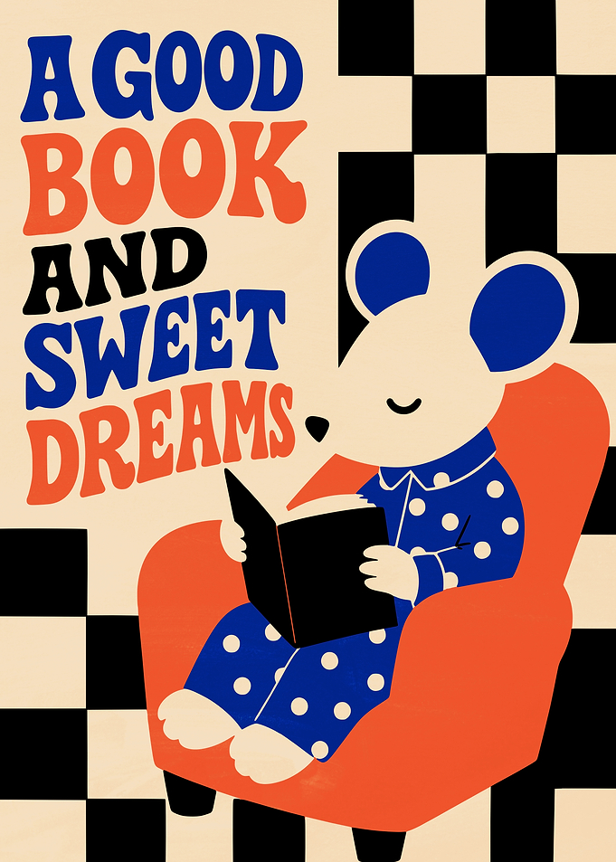 Cute Mouse Reading in Armchair