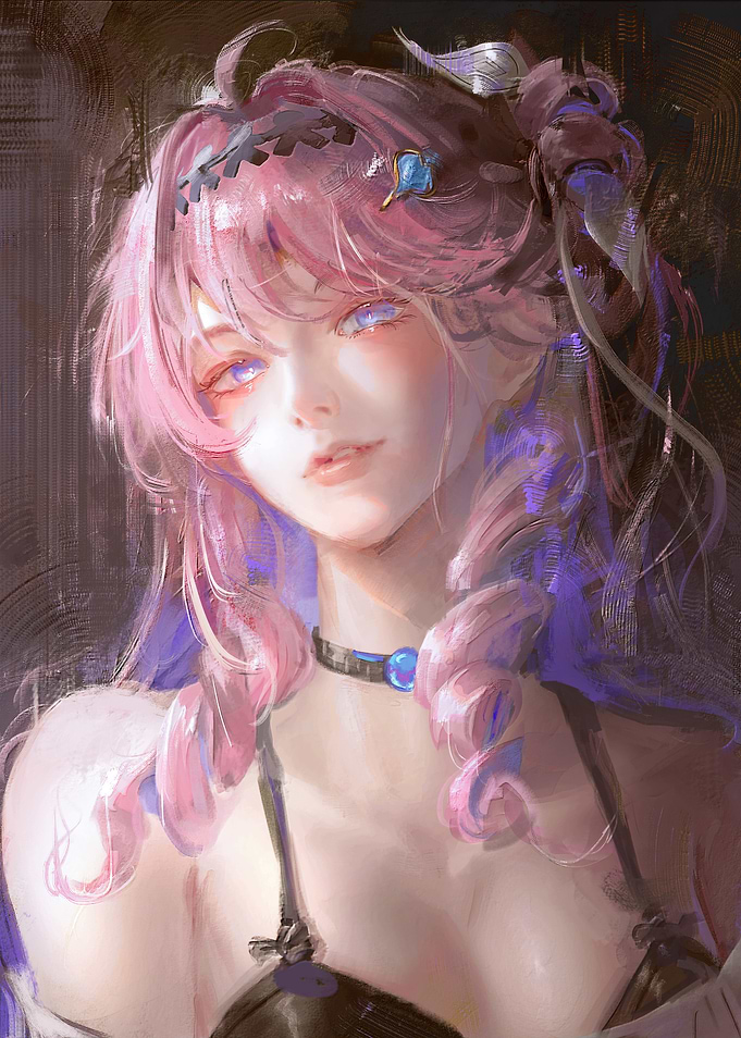 Ethereal Pink-Haired Anime Girl Portrait