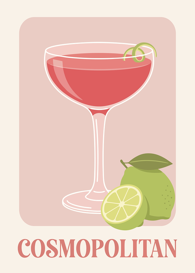 Cosmopolitan Minimalist Cocktail Poster β Chic Pink Martini Wall Art