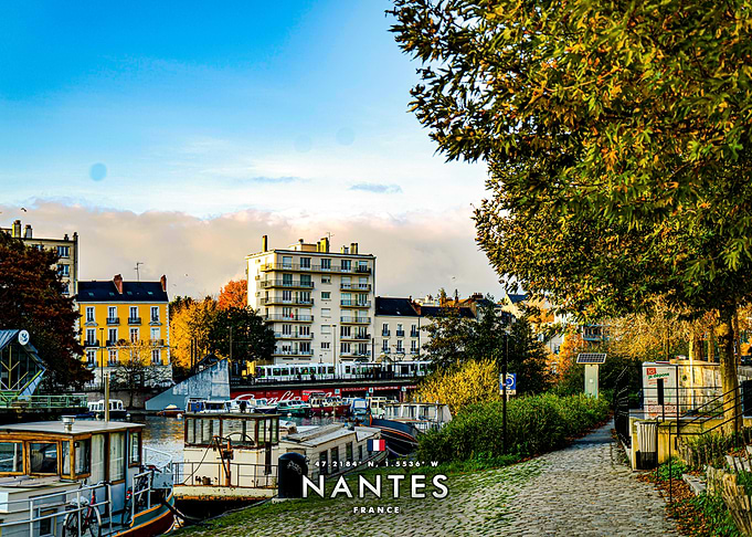 Scenic Canal View in Nantes France