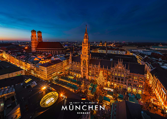 Munich Cityscape at Christmas Twilight