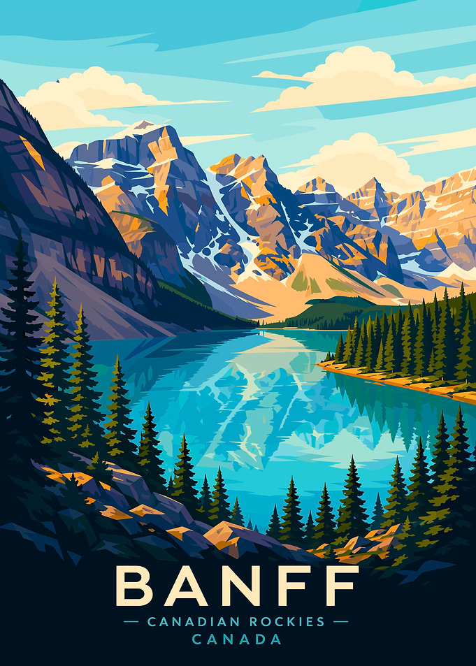 Banff Canadian Rockies Travel Poster