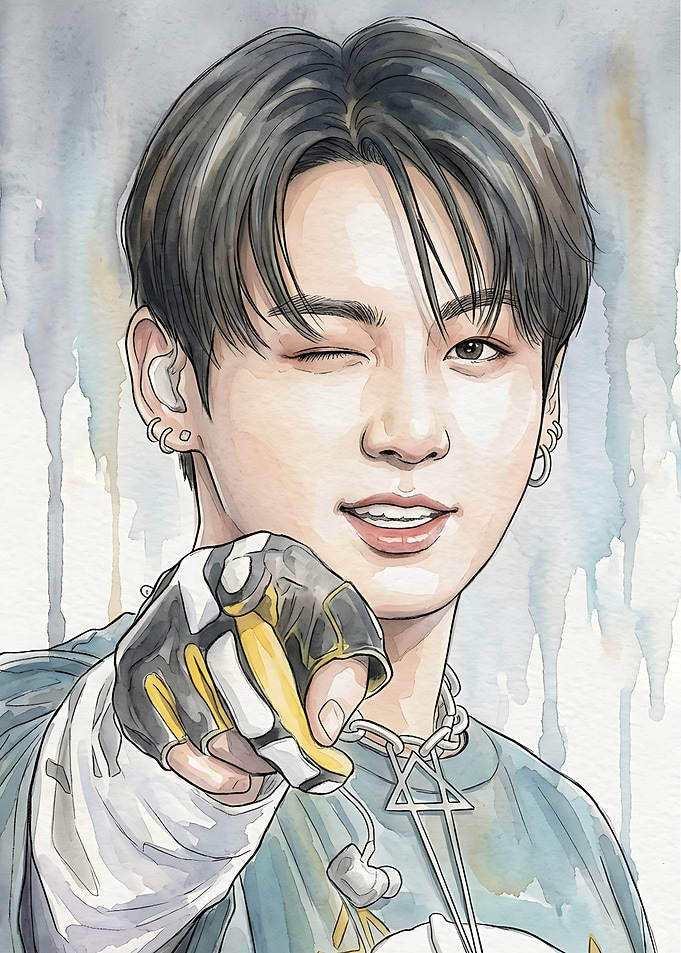 Watercolor Portrait of Jungkook BTS