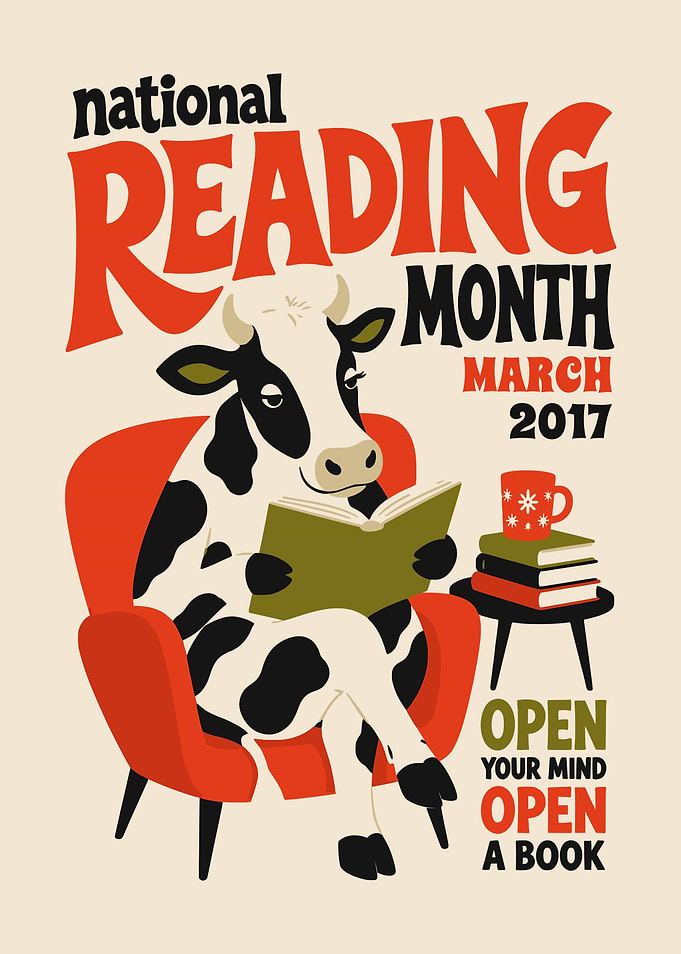 National Reading Month Cow Poster