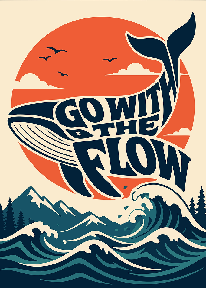 Go With The Flow Whale Poster