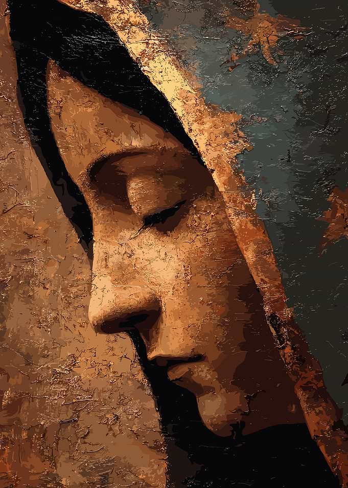 Textured Portrait of Virgin Mary