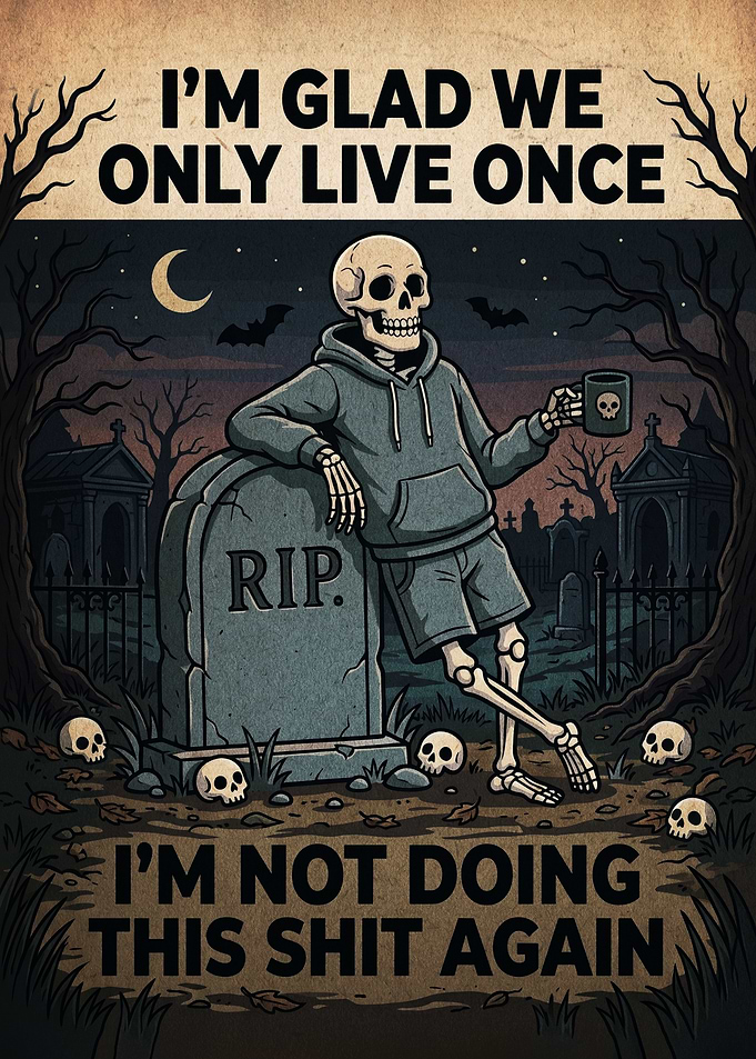 Funny Skeleton Coffee Grave Poster