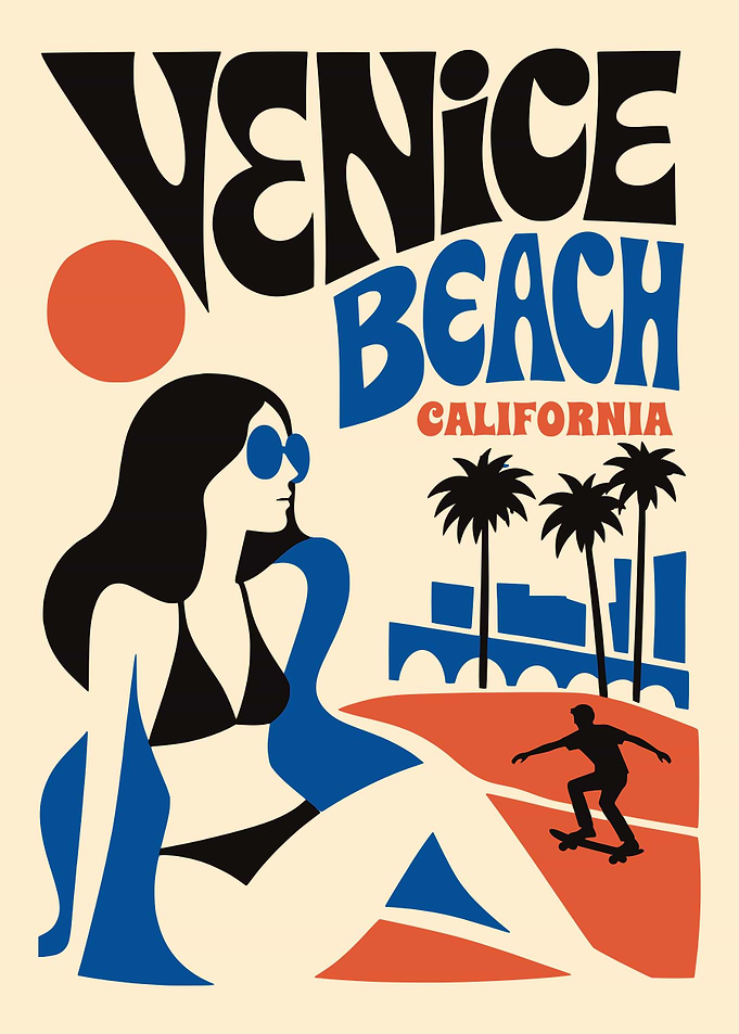 Venice Beach California Retro Poster