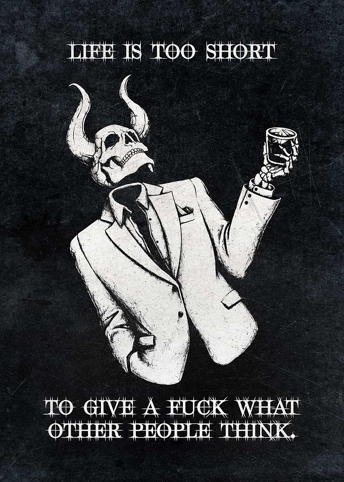 Funny Skeleton Quote Wall Art | Dark Humor Skull Illustration Poster | Gothic Meme Decor Print
