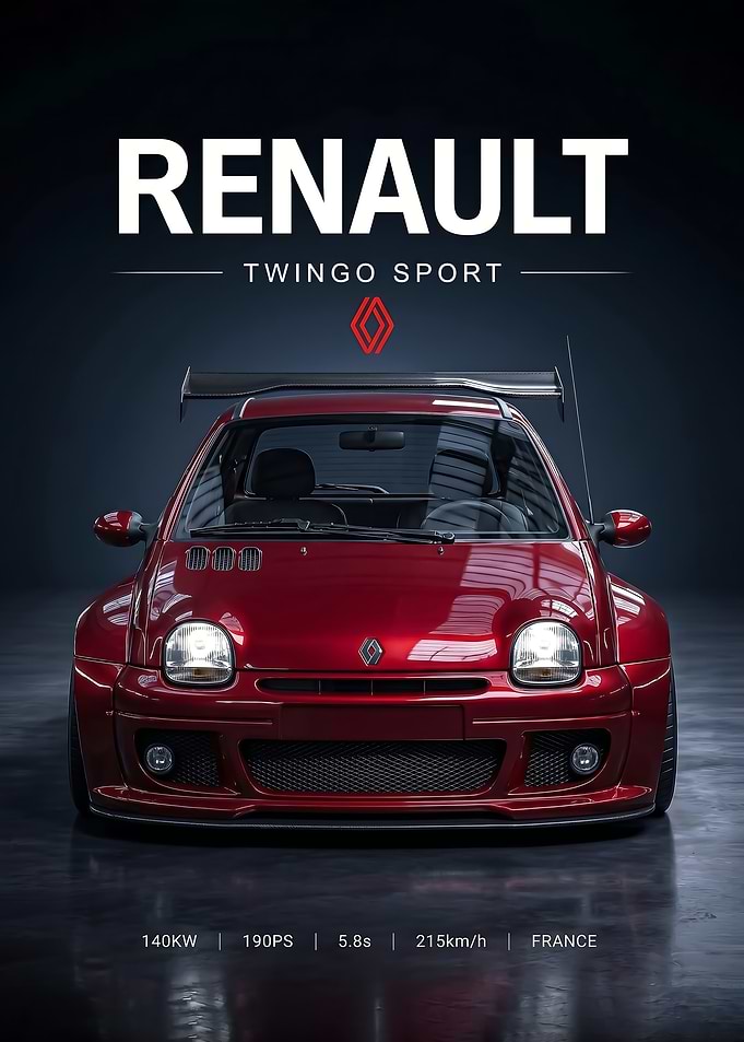 red sleek Renault Twingo Sport car Poster