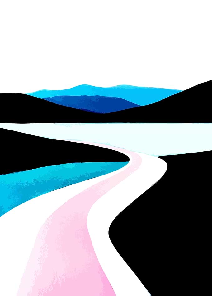 Minimalist Abstract Landscape with Winding Path