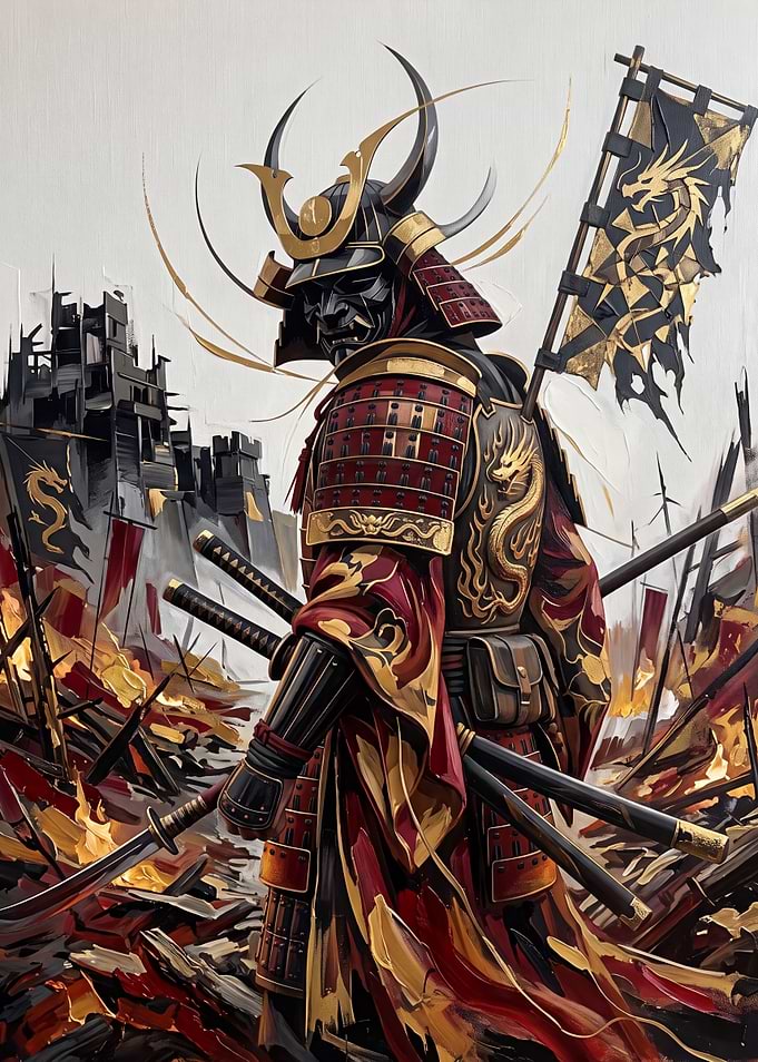 Samurai Warrior in Battle Scene
