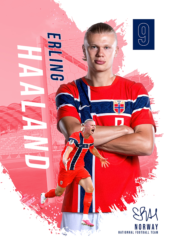 Erling Haaland Norway Football Poster