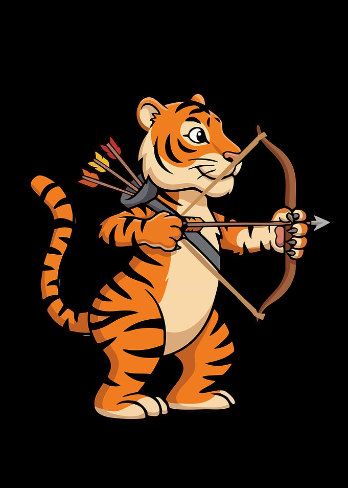 Cartoon Tiger Archer Character Archery