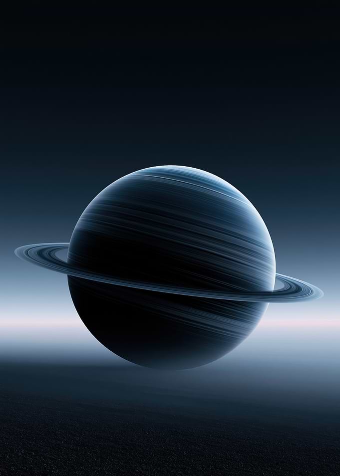 Minimalist Ringed Planet in Deep Space