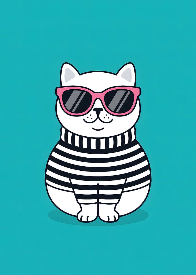 Cool Cat in Striped Sweater