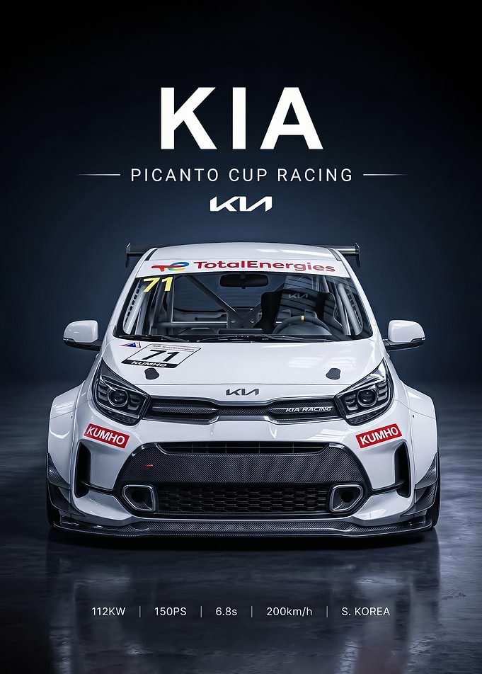 sleek Kia Picanto Cup Racing Car poster
