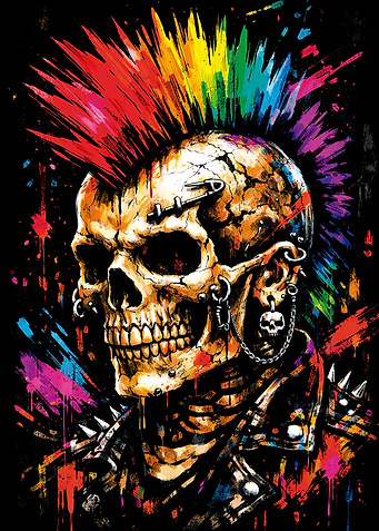 Colorful Punk Rock Skull Portrait