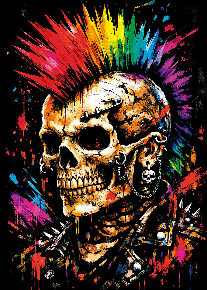 Colorful Punk Rock Skull Portrait