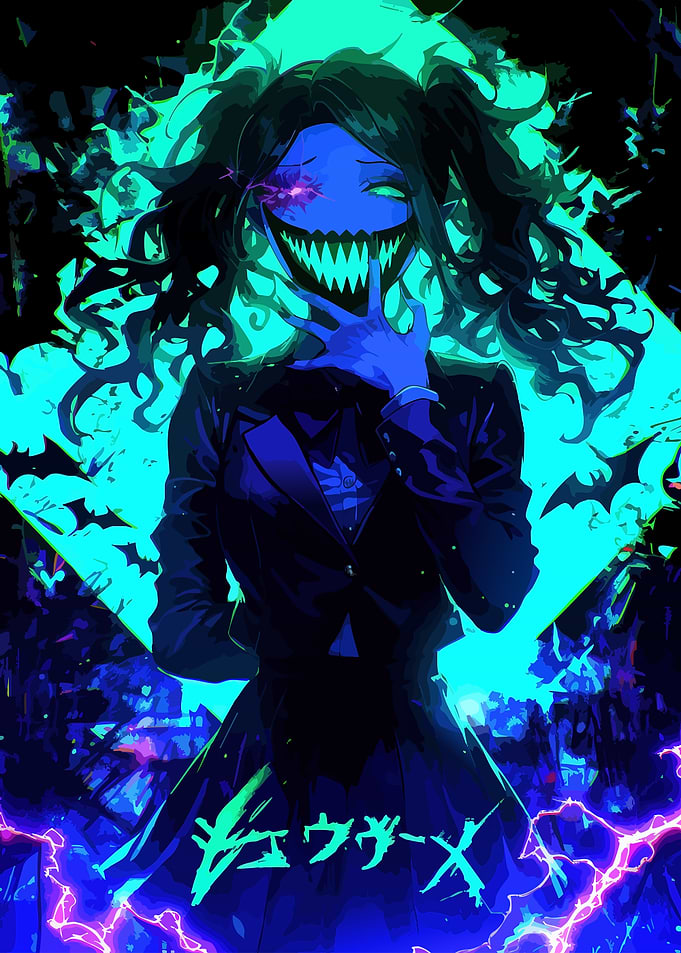 Sinister Anime Girl with Glowing Smile