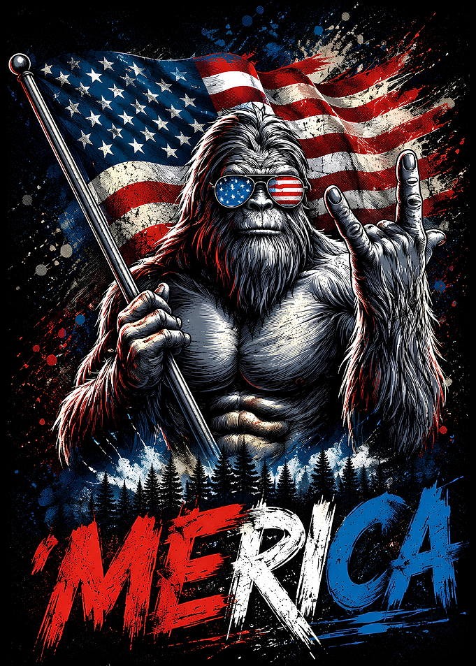 Patriotic Bigfoot Rocking Out