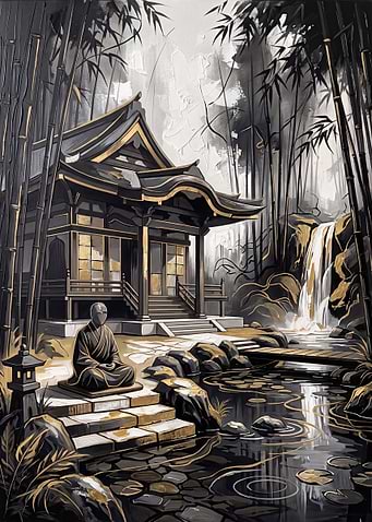 Zen Temple in Bamboo Forest
