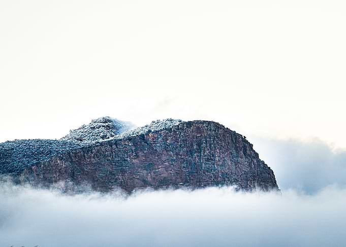 Cloud-Capped Mountain Peak in Sedona