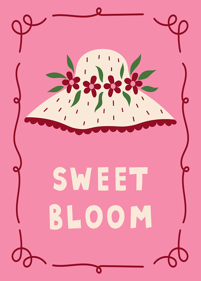 Sweet Bloom Floral Sun Hat Illustration