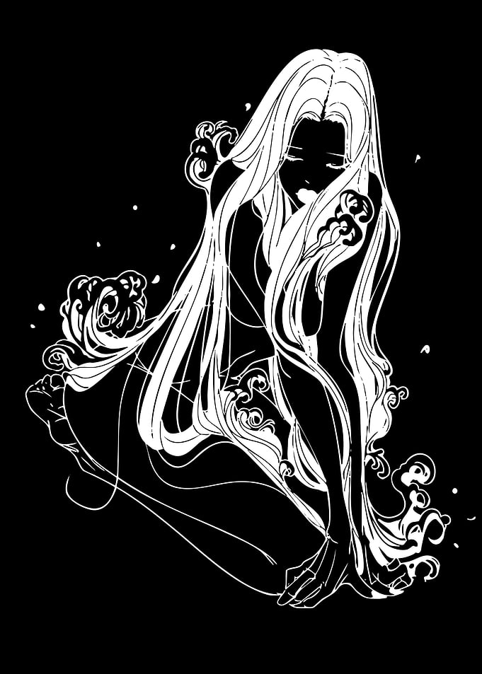 Minimalist Black and White Anime Girl