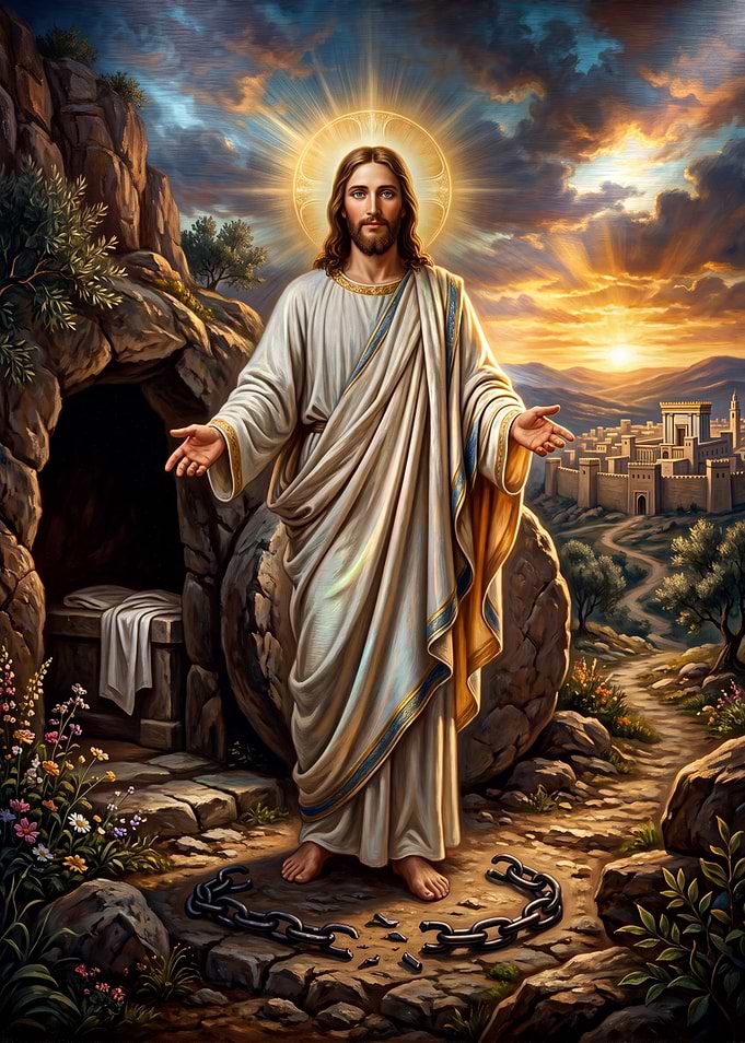Jesus Christ Resurrected with Broken Chains