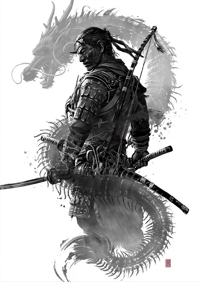 Samurai Warrior with Dragon Spirit
