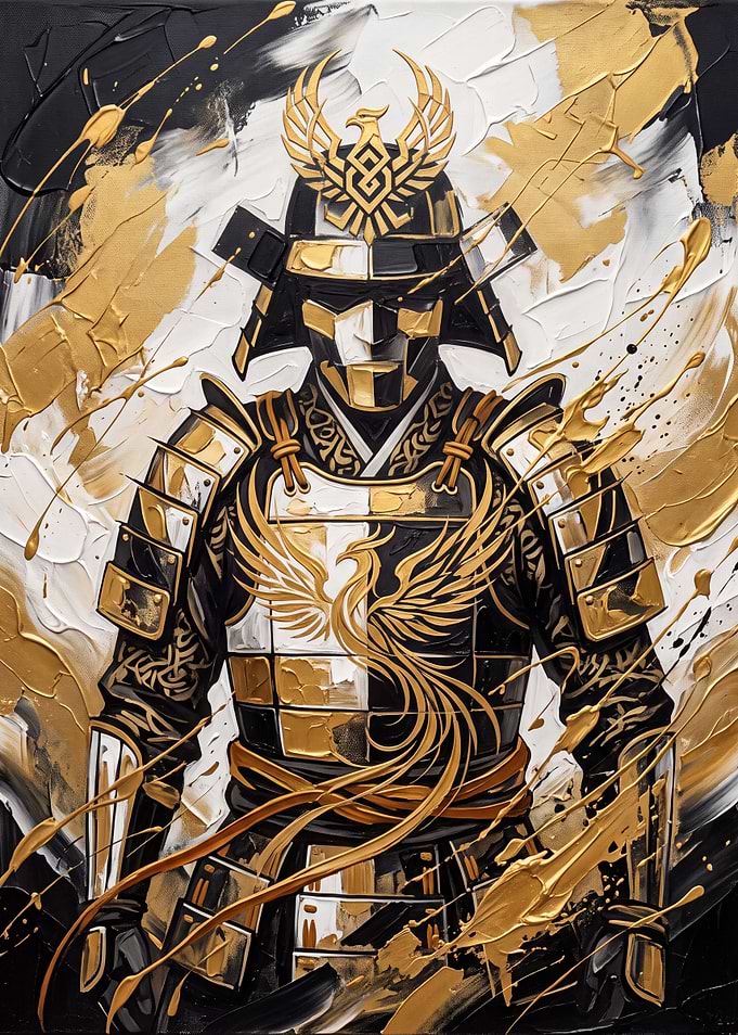 Golden Phoenix Samurai Warrior Painting