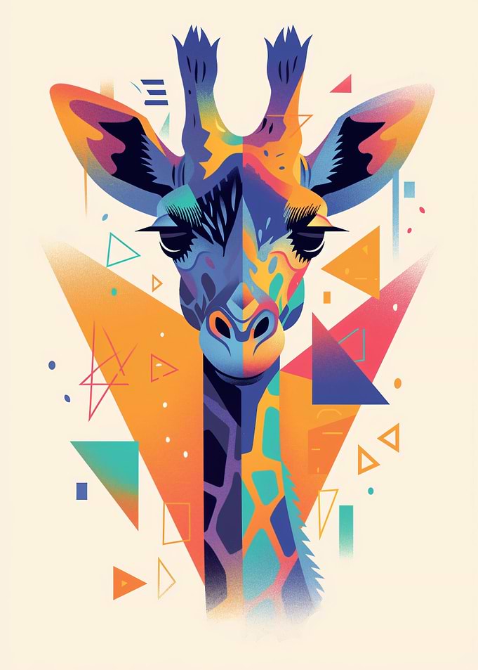 Abstract Geometric Giraffe Portrait
