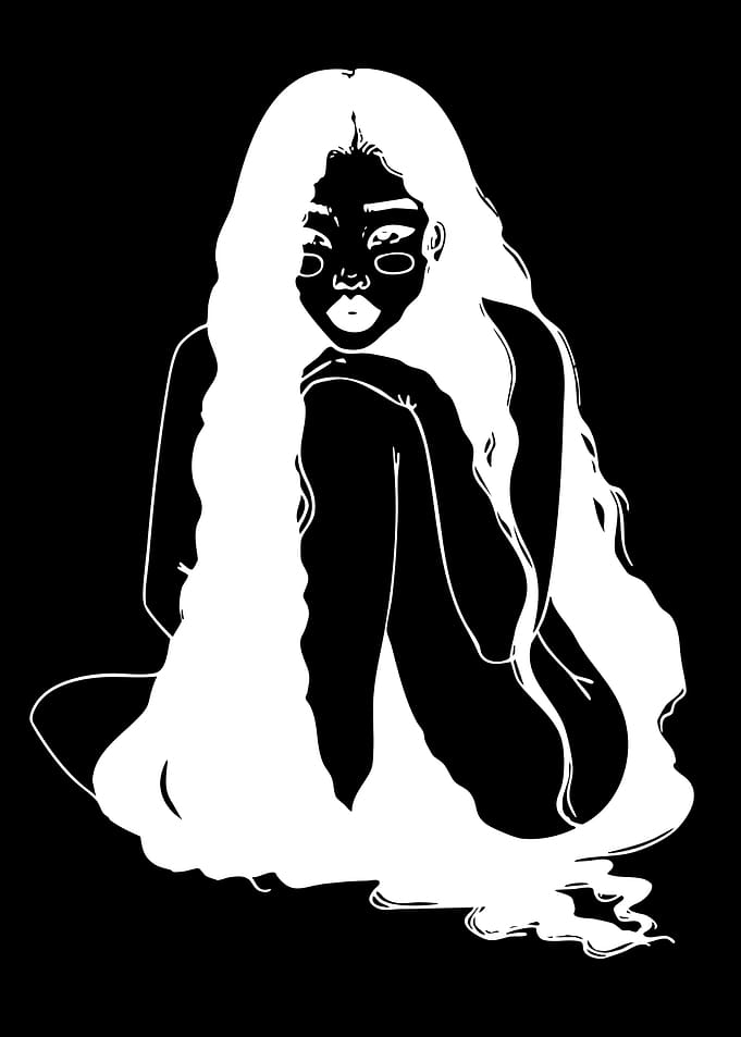 Minimalist Black and White Woman Illustration