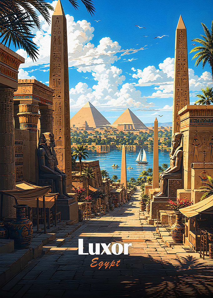 Luxor Egypt Ancient Cityscape Poster