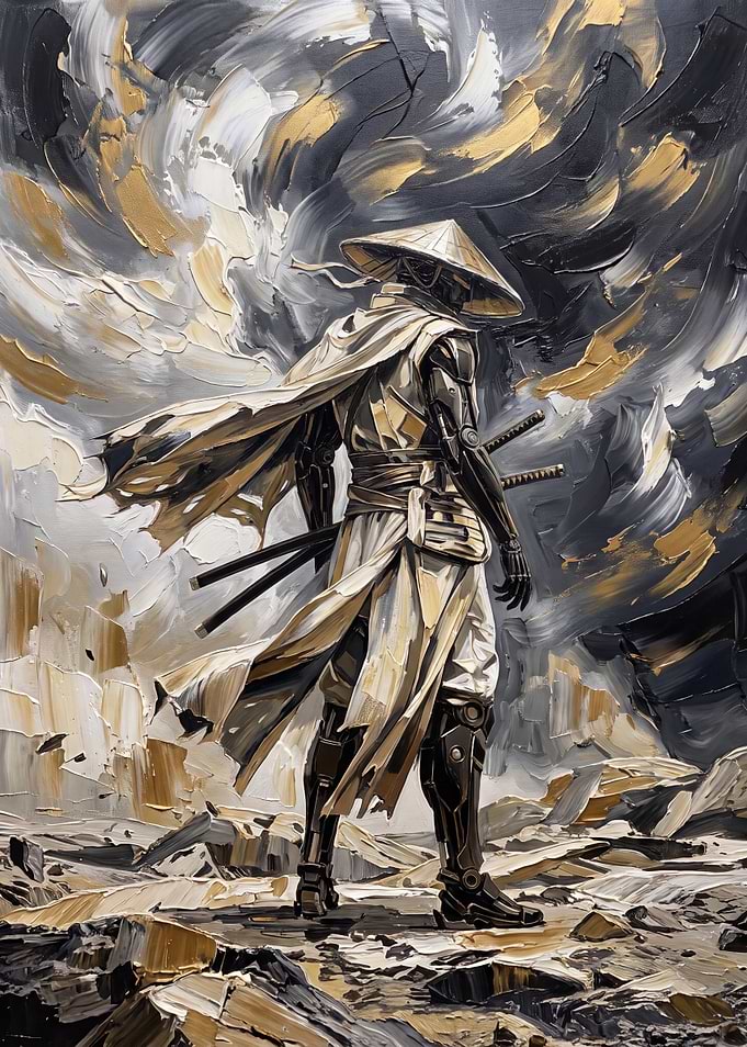 Cybernetic Samurai in Oil Painting Style