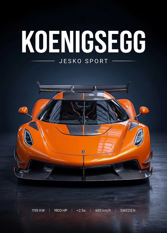 orange sleek Koenigsegg Jesko Sport Poster