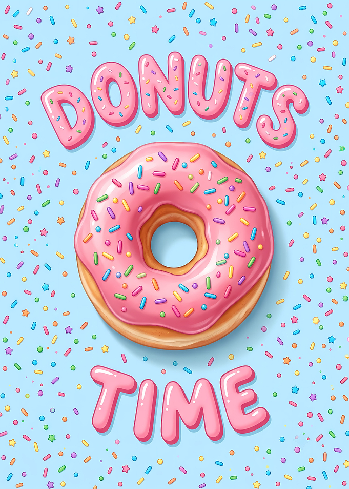 Donuts Time Pink Glazed Donut Poster