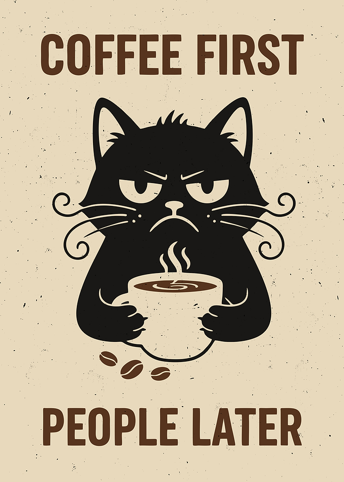 Coffee First People Later Cat vintage