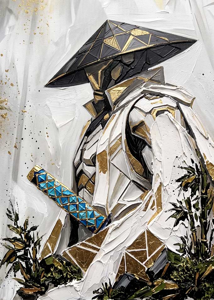 Abstract Textured Samurai Warrior Painting